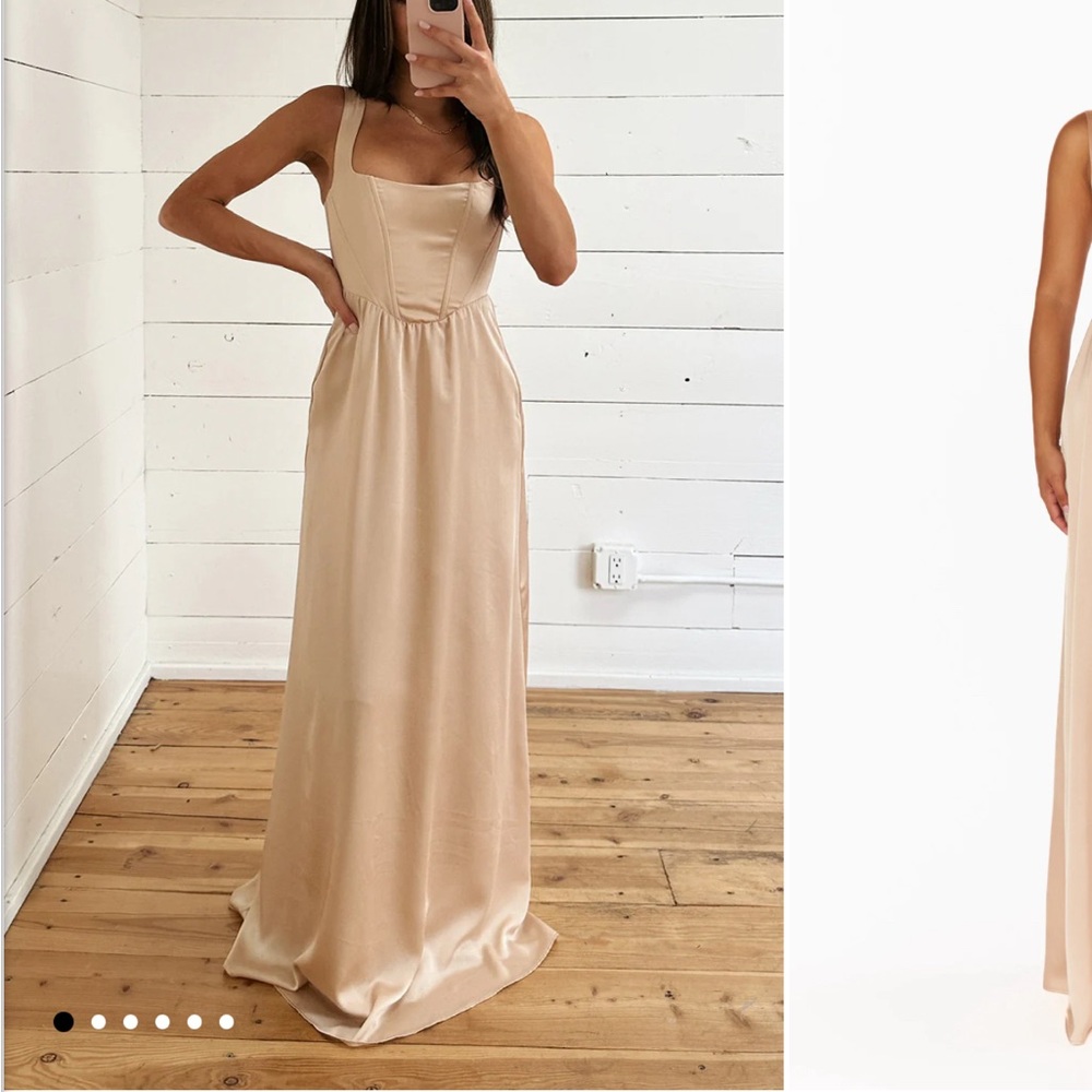 Show Me Your MuMu Nina Maxi Dress Champagne Luxe Satin